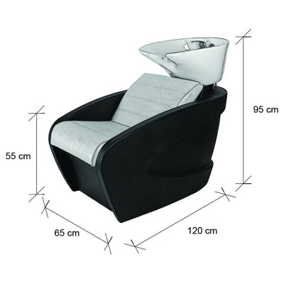 Myjnia fryzjerska Vanity - czarna - biała misa -Fotele fryzjerskie Ayala 48h- 